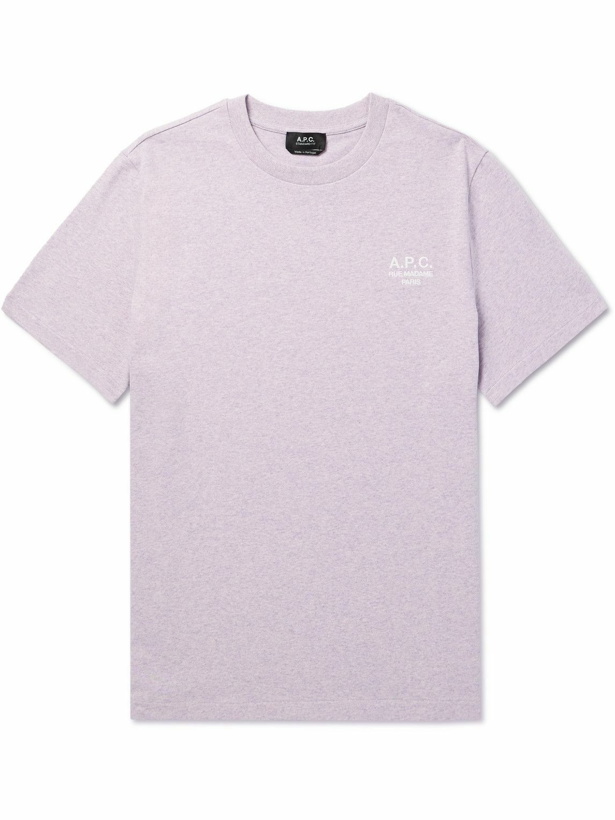 Photo: A.P.C. - Logo-Embroidered Cotton-Jersey T-Shirt - Purple