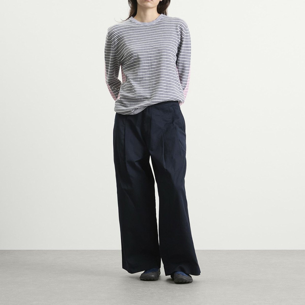 Beams Boy Women's Wide Leg Chino Pant in D.Navy