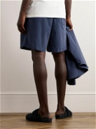 The Frankie Shop - Wide-Leg Pleated Denim Drawstring Shorts - Blue
