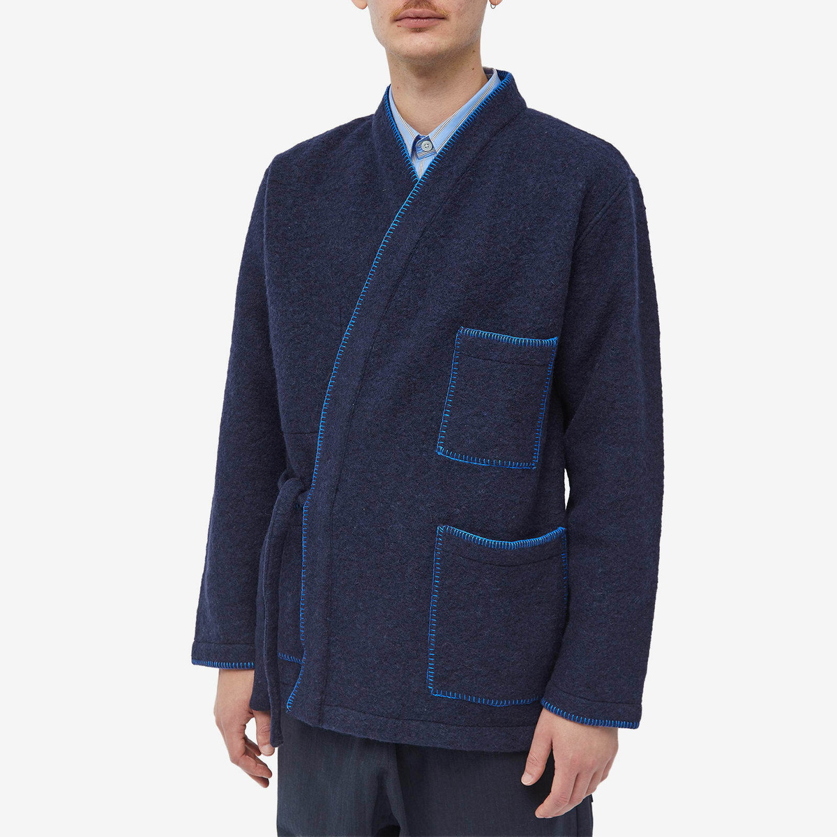 Universal Works Men's Blanket Stitch Kyoto Work Jacket in Navy