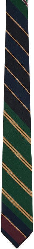 Photo: Engineered Garments Green & Navy CP Regimental Stripe Neck Tie