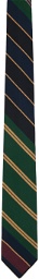 Engineered Garments Green & Navy CP Regimental Stripe Neck Tie