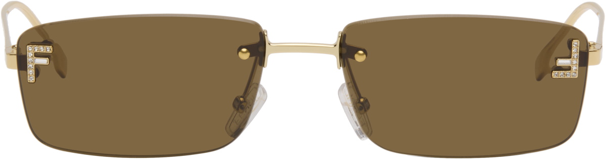 Fendi Gold 'Fendi First' Crystal Sunglasses