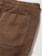 Stoffa - Throwing Fits Straight-Leg Cotton and Cashmere-Blend Drawstring Trousers - Brown