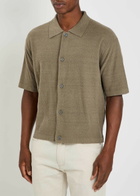 Frame Textured-knit Linen and Silk-blend Shirt Khaki