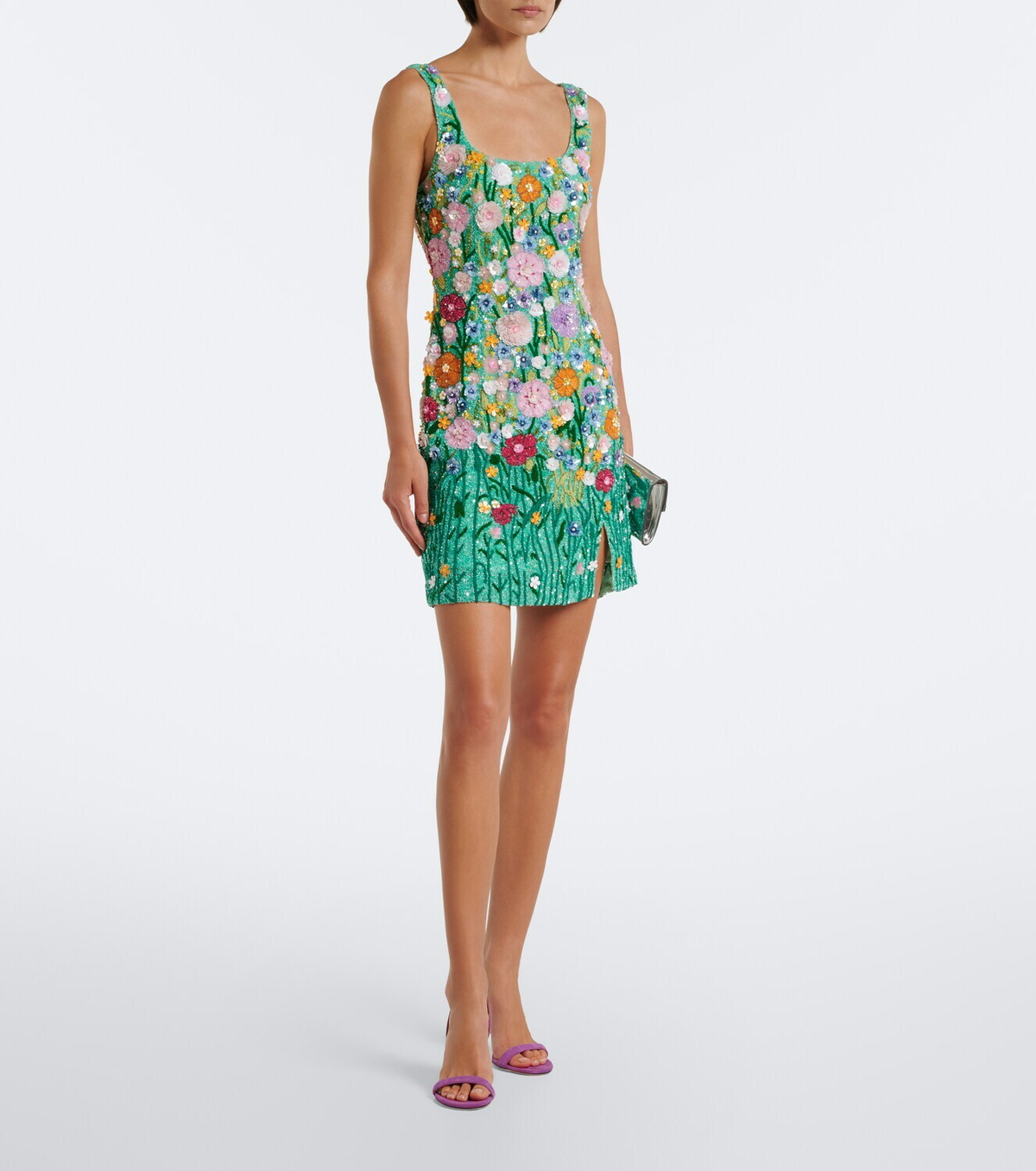 Là Fuori Embellished floral-appliqué minidress