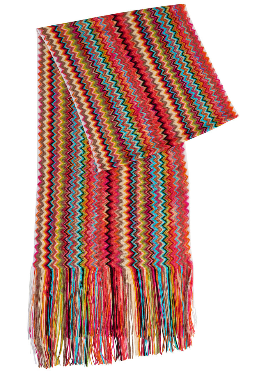 Missoni Zigzag-intarsia Fine-knit Scarf - Pink - One Size