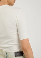 Calvin Klein Aubriella Ribbed Stretch-cotton T-shirt Off White