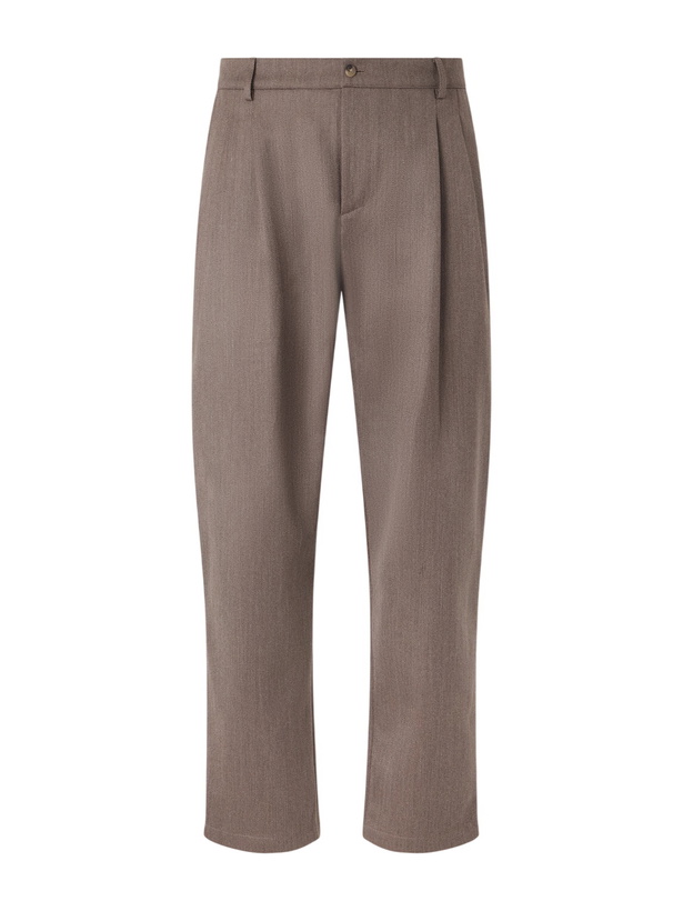 Photo: De Bonne Facture - Artist Straight-Leg Pleated Wool and Cotton-Blend Suit Trousers - Brown