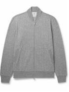 Brunello Cucinelli - Pinstriped Cashmere and Cotton-Blend Bomber Jacket - Gray