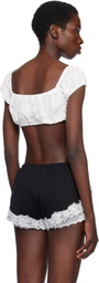 Yuhan Wang White Floral Embroidered Crop T-shirt