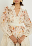 Zimmermann Luna Lace-trimmed Linen-blend Mini Dress Cream