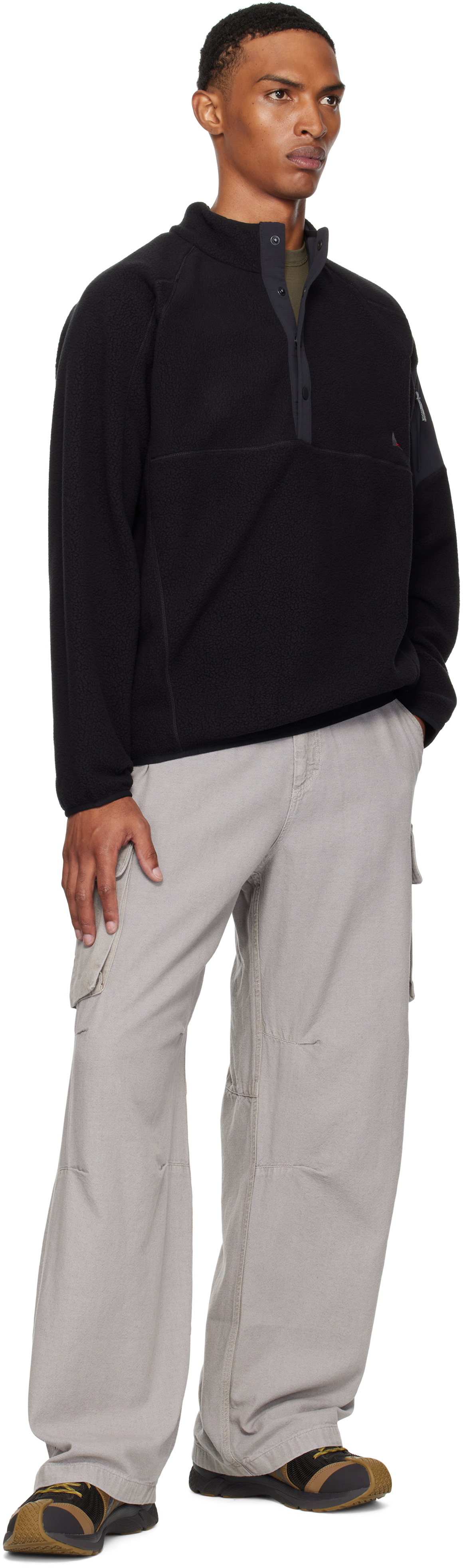 ROA Black Polartec Fleece Button Up Sweater