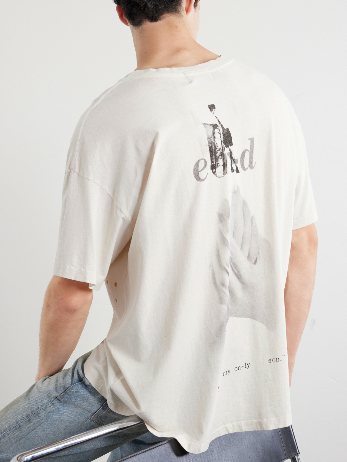 Enfants Riches Déprimés - Only Son Distressed Printed Cotton-Jersey T-Shirt - Neutrals