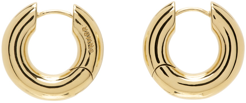 Numbering Gold Round Volume Earrings