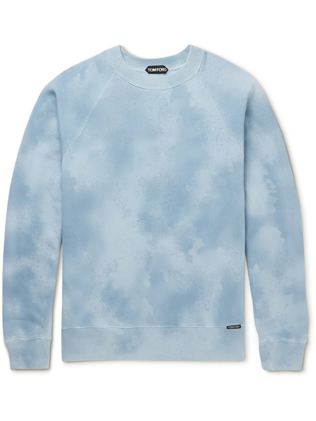 Photo: TOM FORD - Tie-Dyed Cotton-Jersey Sweatshirt - Blue