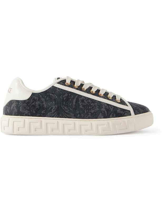 Photo: Versace - Greca Baroque Panelled Jacquard Sneakers - Gray