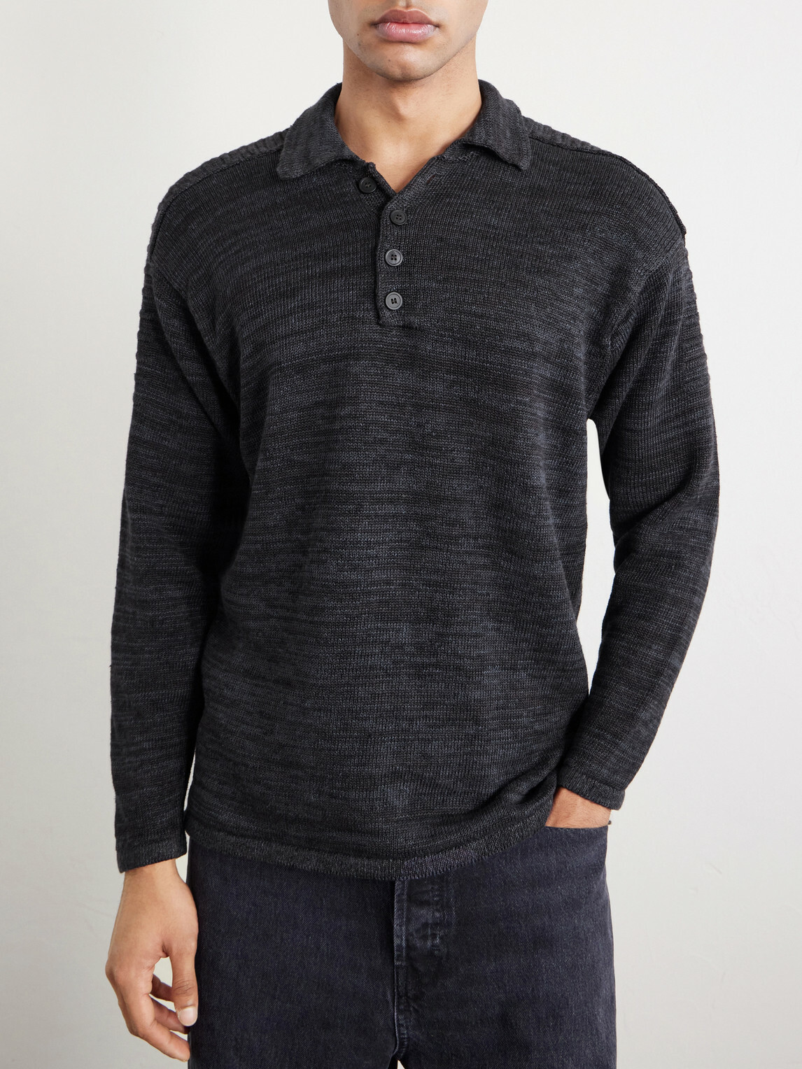 Inis Meáin - Honda 50 Linen Polo Shirt - Gray