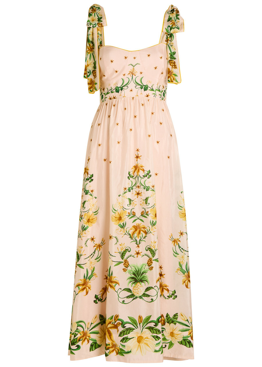 Farm Rio Botanical Beauty Floral Cotton-blend Midi Dress Pink