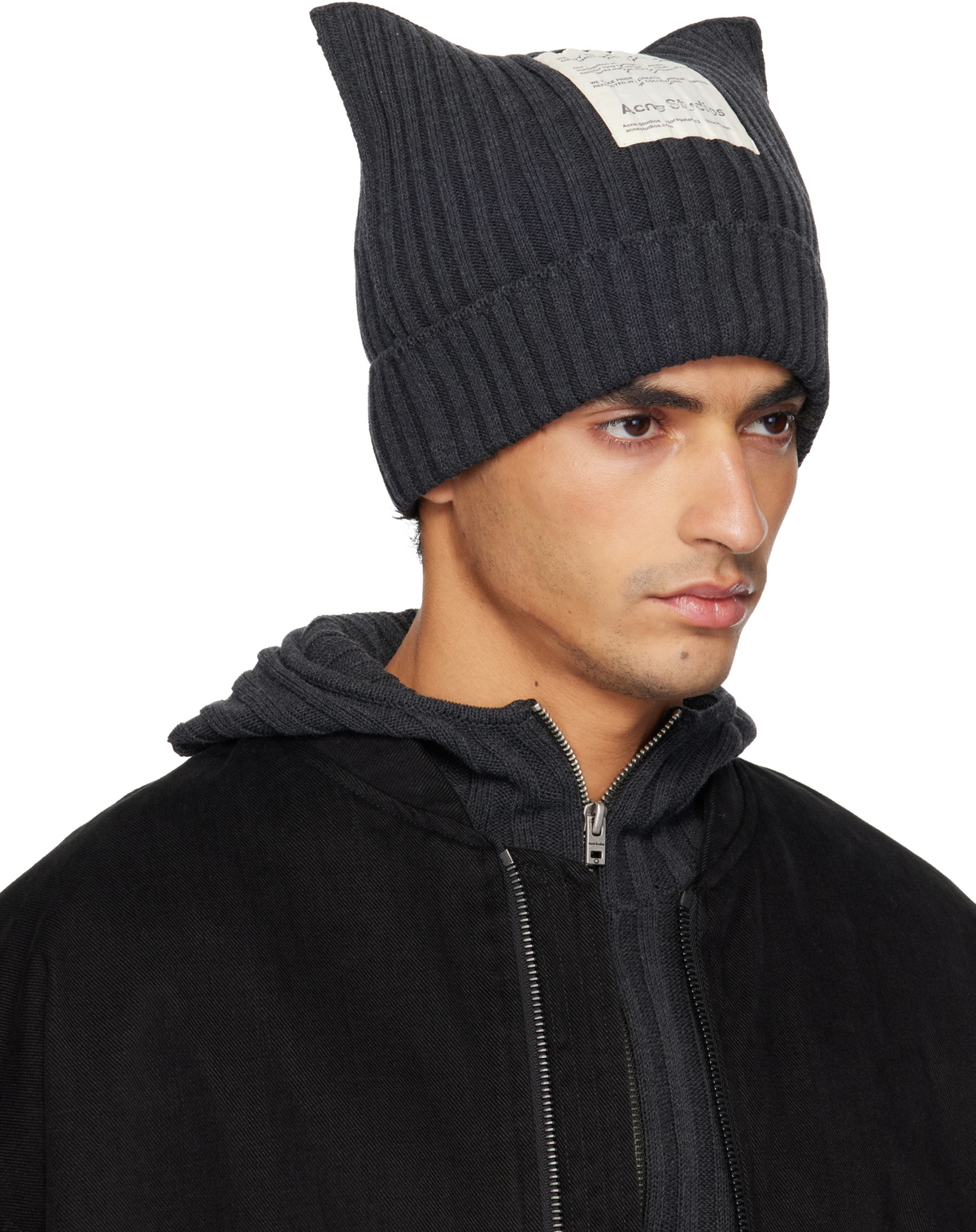 Acne Studios Gray Ribbed Square Beanie