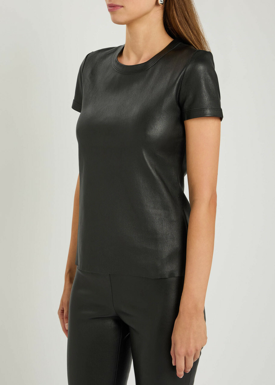 Stouls 05 Stretch-leather T-shirt Black