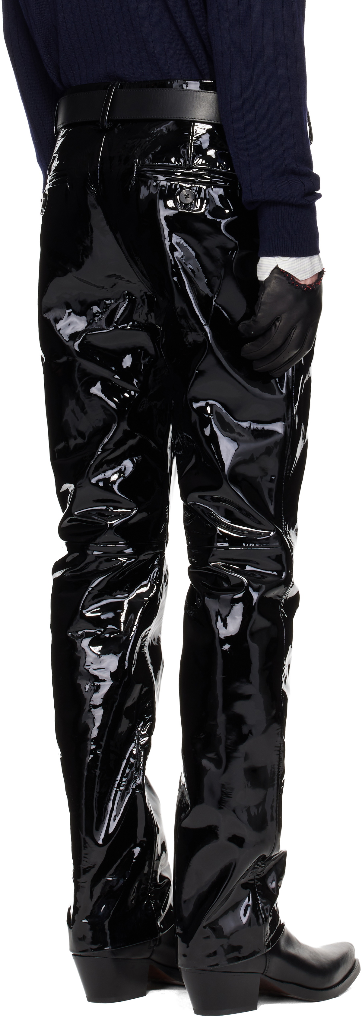 Ernest W. Baker Black Straight Fit Leather Trousers
