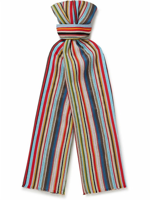Photo: Paul Smith - Fringed Striped Cotton-Blend Scarf