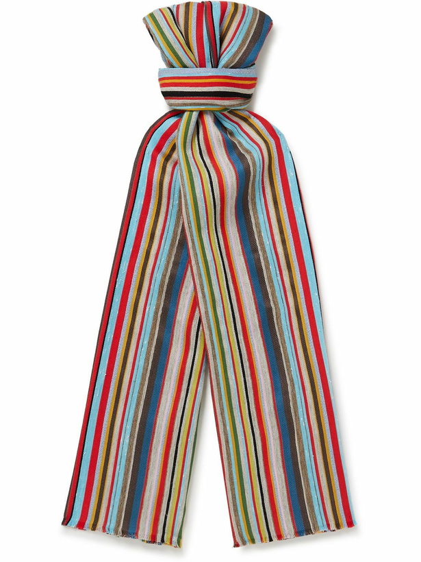 Photo: Paul Smith - Fringed Striped Cotton-Blend Scarf