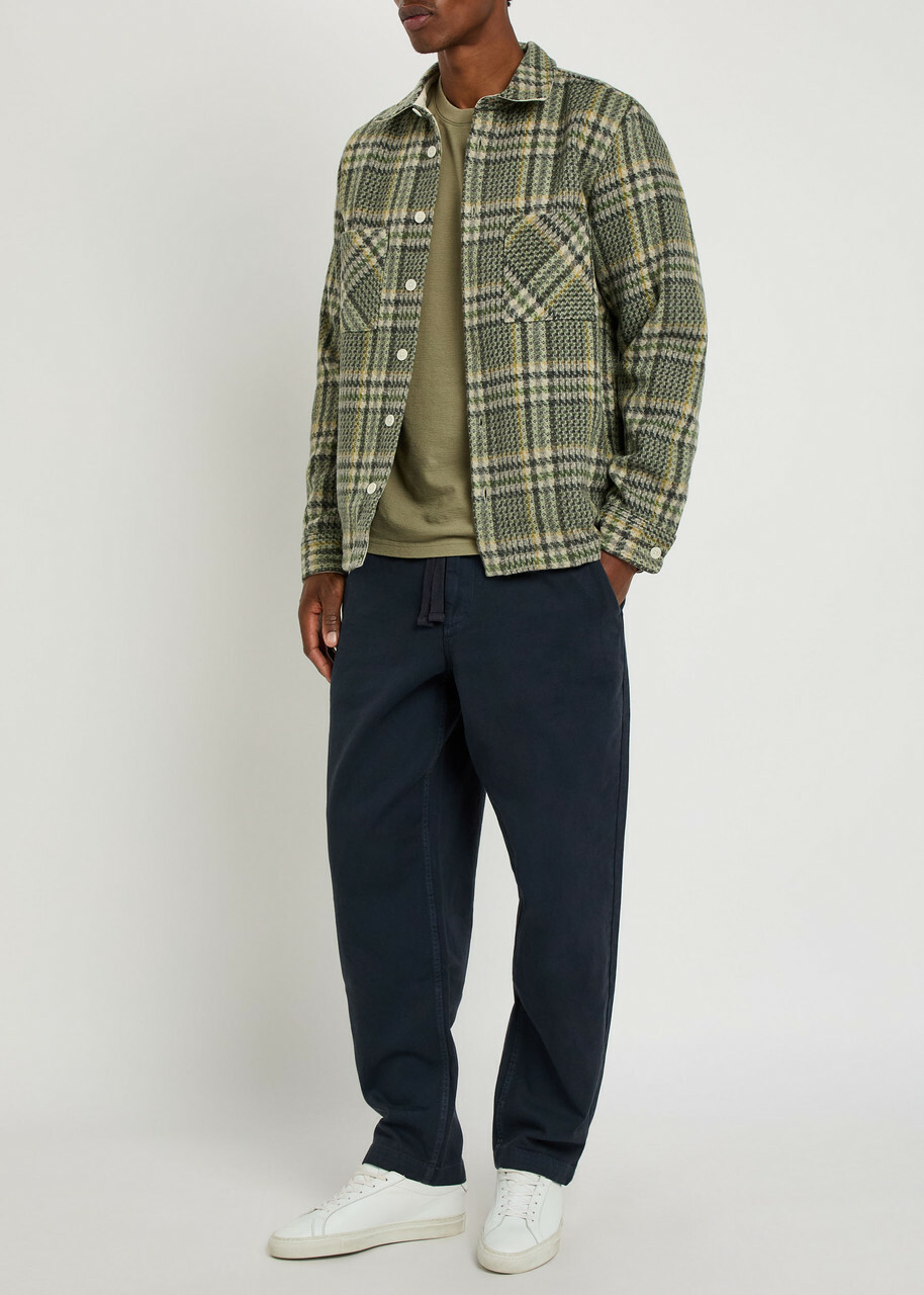 Wax London Tapered Cotton-twill Trousers Navy