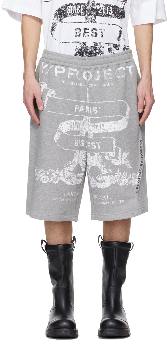 Y/Project Gray Layered Shorts Y/Project