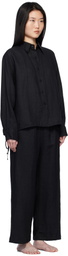 Deiji Studios Black Tie Split Pyjama Set