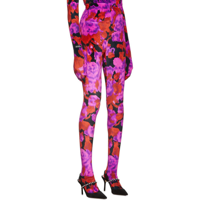 Richard Quinn Red Floral Leggings