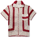 BODE - Big Top Striped Crocheted Cotton Shirt - Red