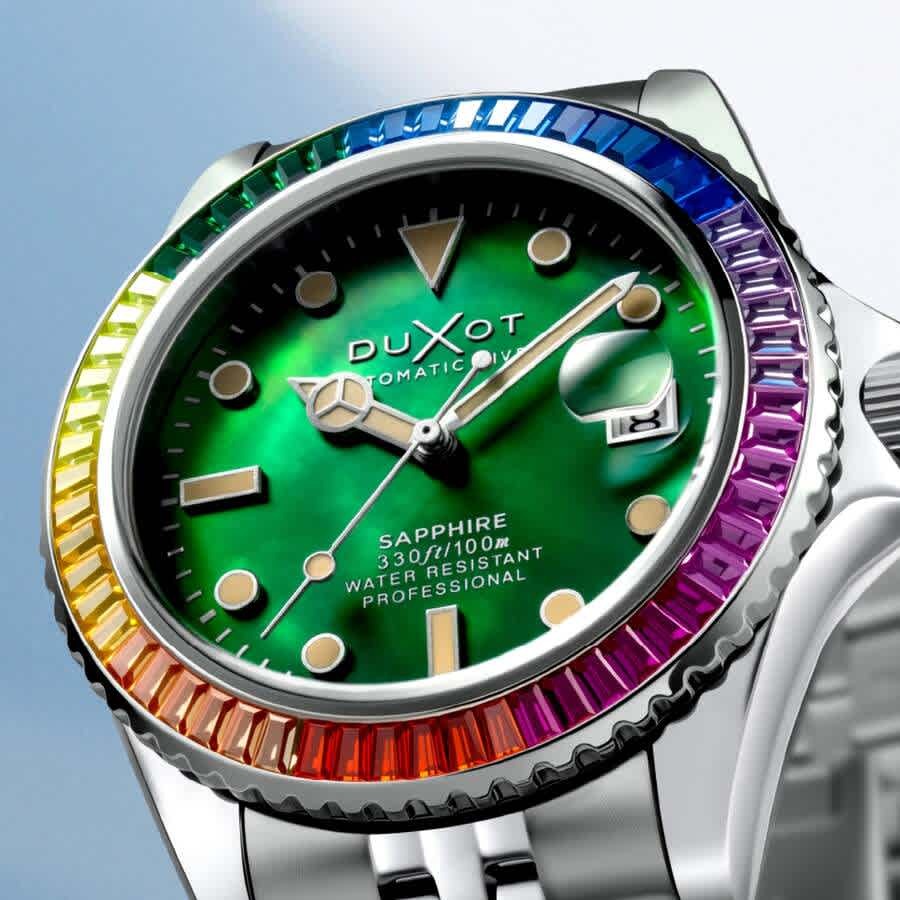 Duxot Atlantica 40 Rainbow Automatic Green Dial Mens Watch DX-2077-66