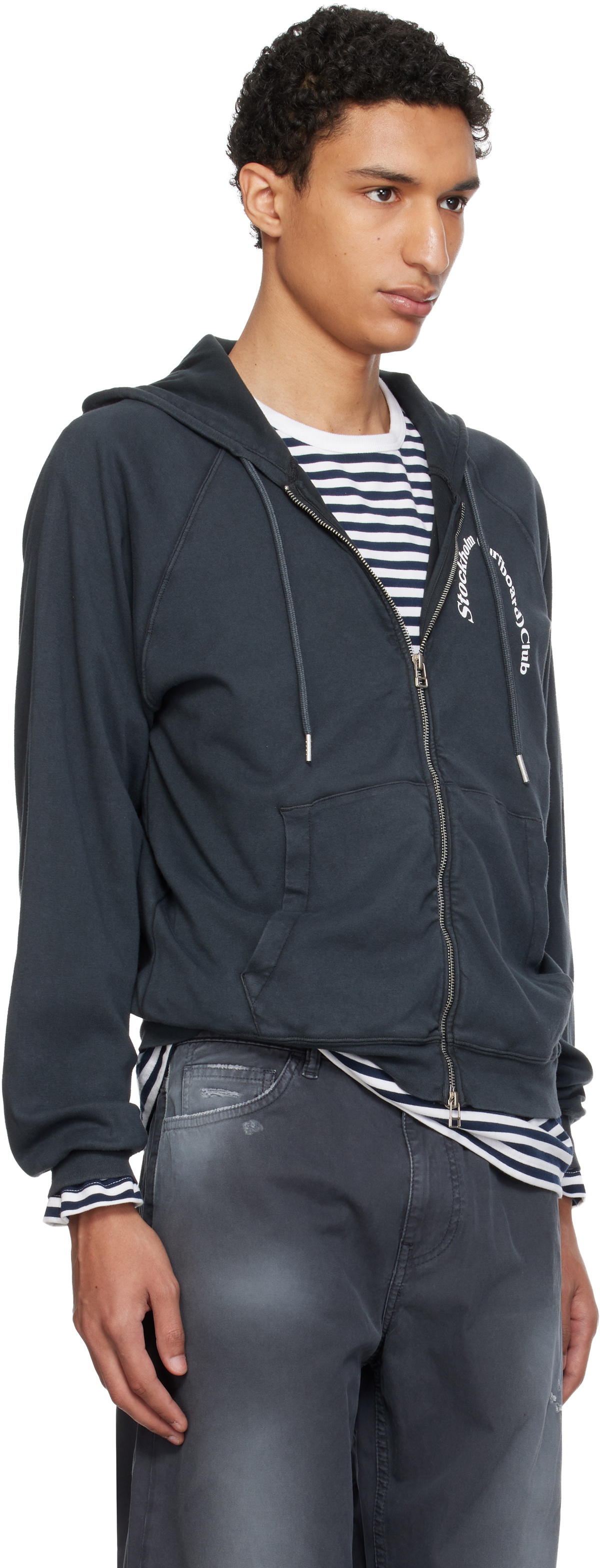 Stockholm (Surfboard) Club Black Logo Zip Hoodie