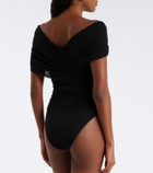 SIR Off-shoulder ruched mesh bodysuit