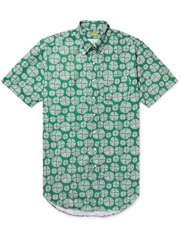 Photo: SID MASHBURN - Button-Down Collar Printed Cotton-Poplin Shirt - Green