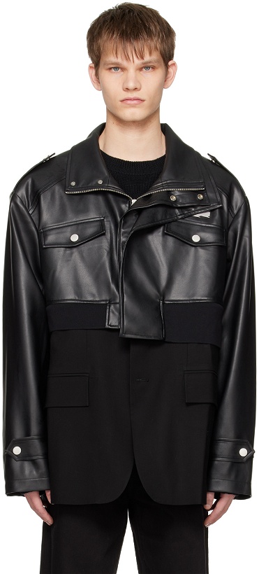 Photo: Feng Chen Wang Black Detachable Faux-Leather Jacket