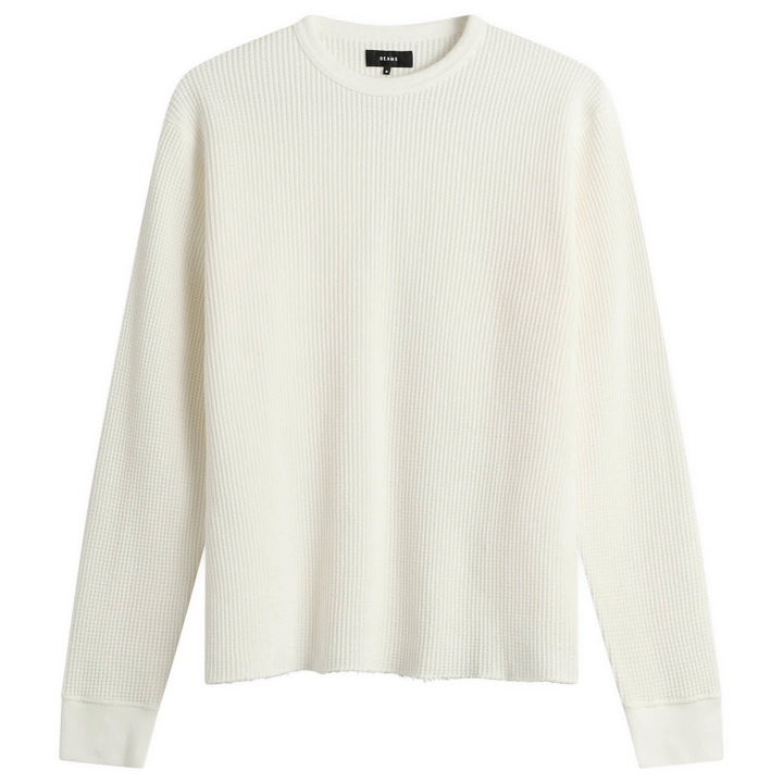 Photo: BEAMS Men's Thermal Long Sleeve T-Shirt in White