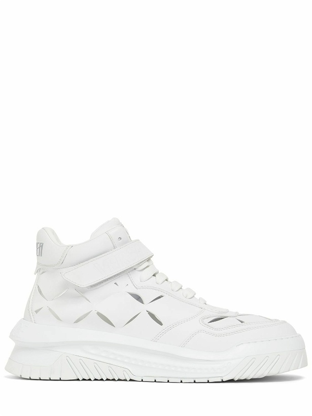 Photo: VERSACE - Laser Cut Leather High-top Sneakers