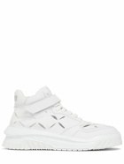 VERSACE - Laser Cut Leather High-top Sneakers