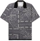 Sacai - Dr. Woo Camp-Collar Velvet-Trimmed Bandana-Print Woven Shirt - Gray