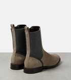 Brunello Cucinelli Embellished suede Chelsea boots