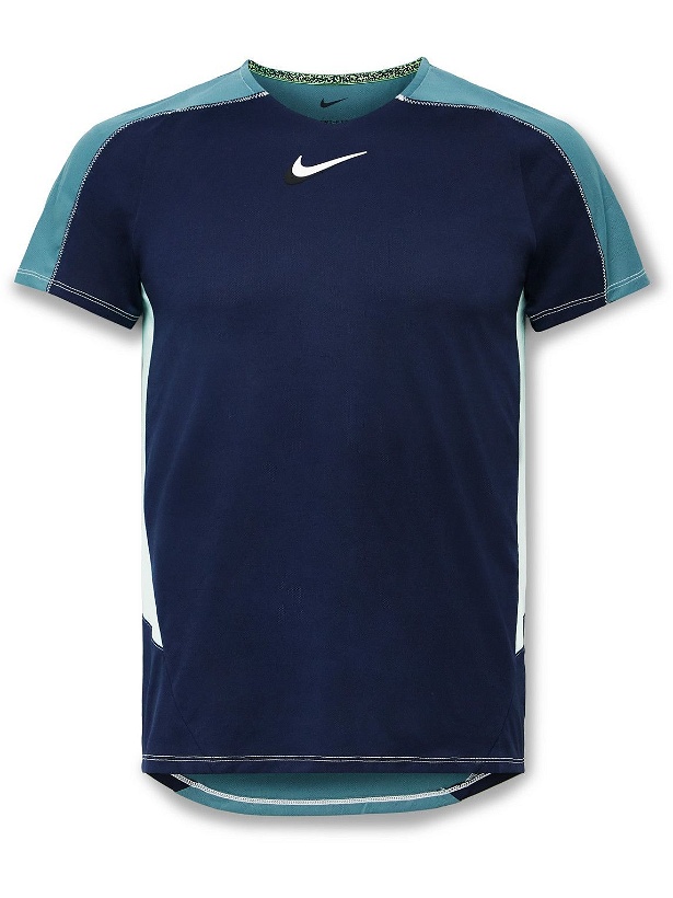 Photo: Nike Tennis - NikeCourt Slam Panelled Dri-FIT Mesh Tennis T-Shirt - Blue