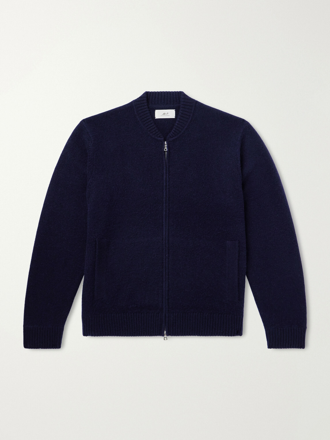 Mr P. - Brushed Cashmere Zip-Up Cardigan - Blue