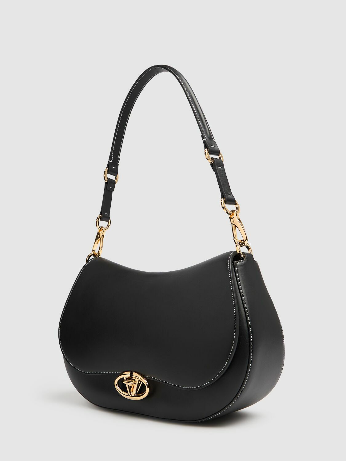 VALENTINO GARAVANI Saddle Logo Leather Shoulder Bag