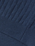 Mr P. - Textured Wool and Camel-Blend Polo Shirt - Blue