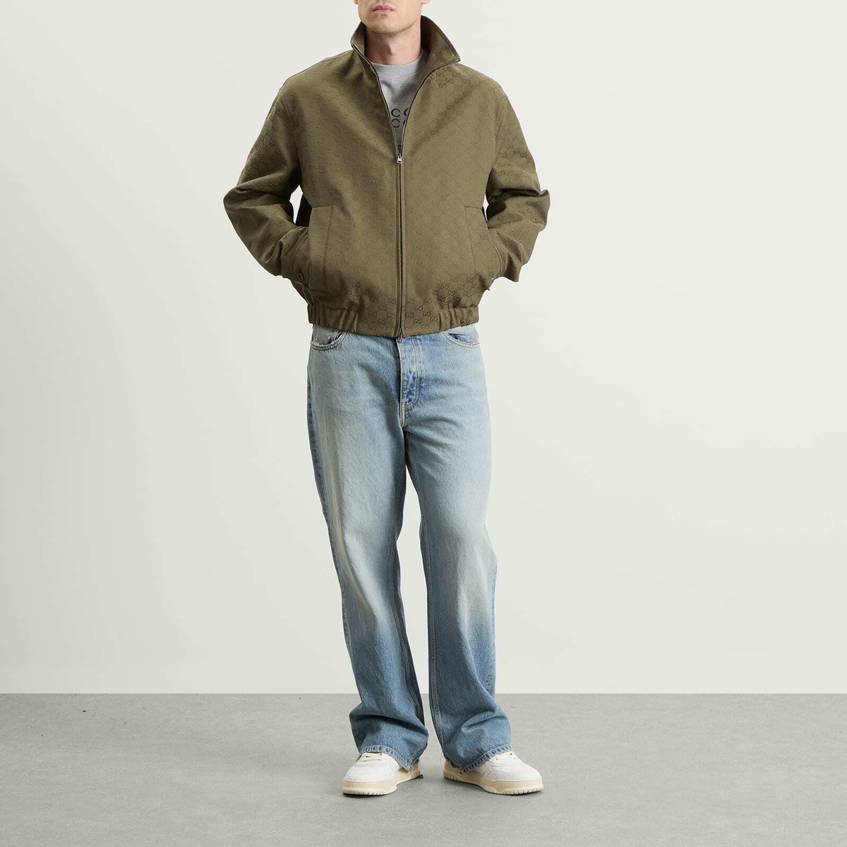 Gucci Men's GG Canvas Bomber Jacket in Green