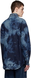 Feng Chen Wang Blue Printed Denim Shirt