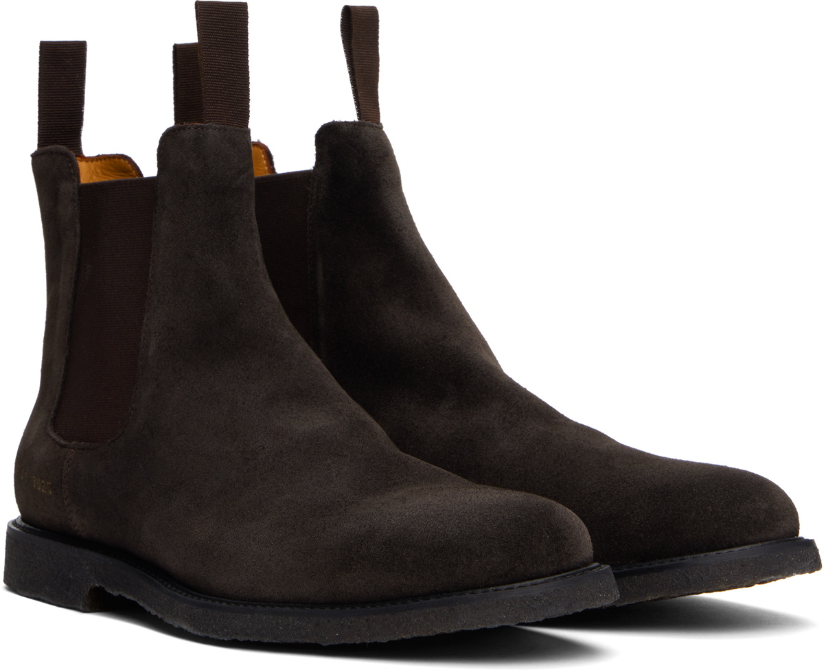 Common Projects Brown Waxed Suede Chelsea Boots